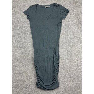 Prana Dress Womens Small Dark Gray Short Sleeve Ruched Casual Stretch Soft